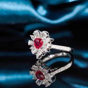 Burma Natural Pigeon Blood Ruby Stone Ring 1.01ct, Diamond 1.01ct 18K Gold
